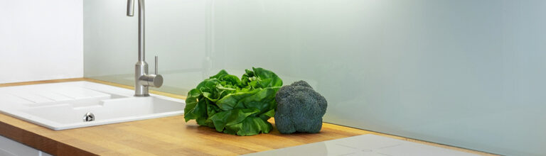 Kitchen: Custom Glass Sheet Backsplash